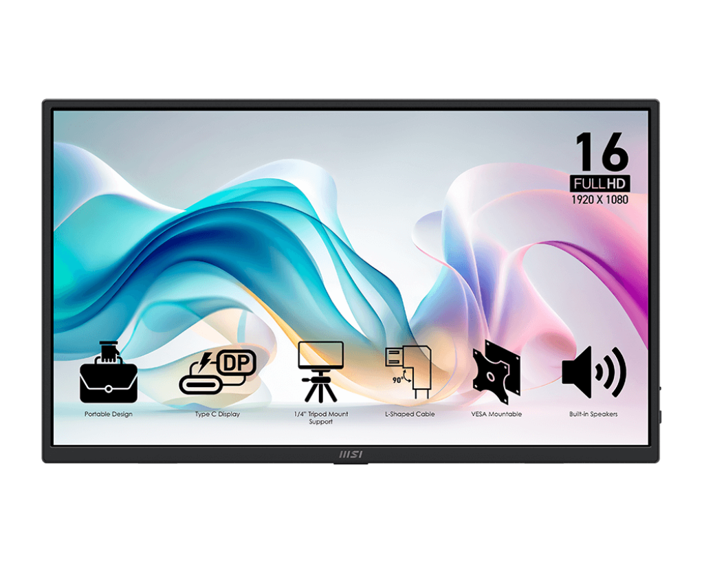 MONITOR 16 MSI PRO MP165 E6 4MS 60HZ FULL HD IPS PORTATIL BOCINAS ANTI-GLARE