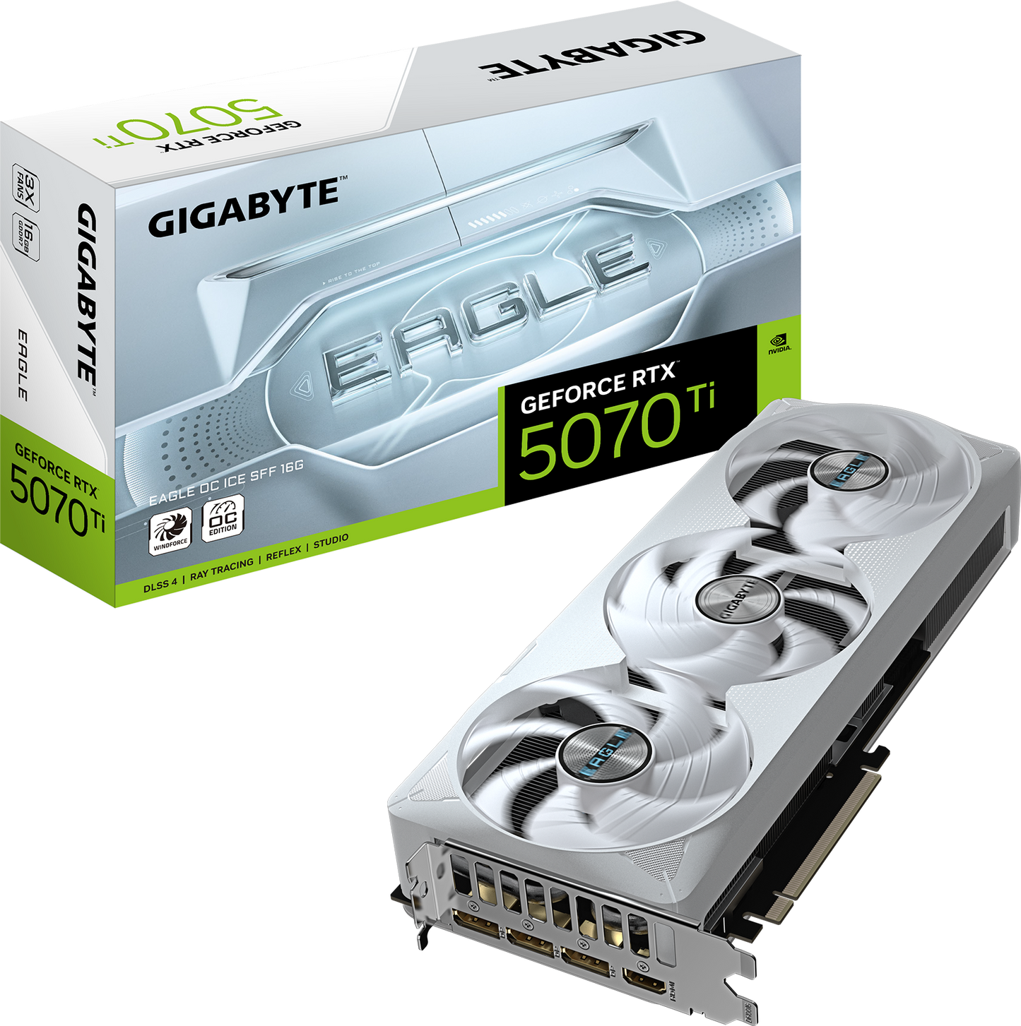 TARJETA DE VIDEO NVIDIA RTX5070TI 16GB OC GDDR7 GIGABYTE EAGLE SFF BLANCA GV-N507TEAGLEOC ICE-16GD