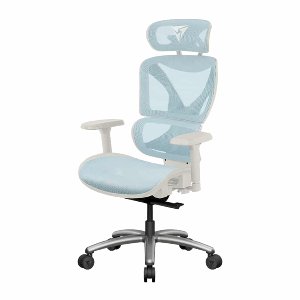 SILLA THUNDER X3 XTC CHROMA MALLA TRANSPIRABLE, CUERO PU 150KG WHITE / BLUE
