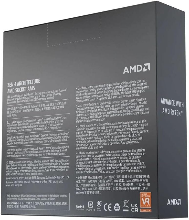 PROCESADOR AMD RYZEN 5 7600X 4.7 GHZ AM5 100-100000593WOF 12M DE GARANTIA