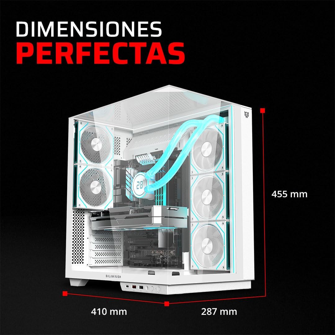 GABINETE BALAM RUSH TANK MAJESTIC 7600 NEGRO ATX USB-3.0 CRISTAL S/FUENTE BR-941495 11M DE GARANTIA