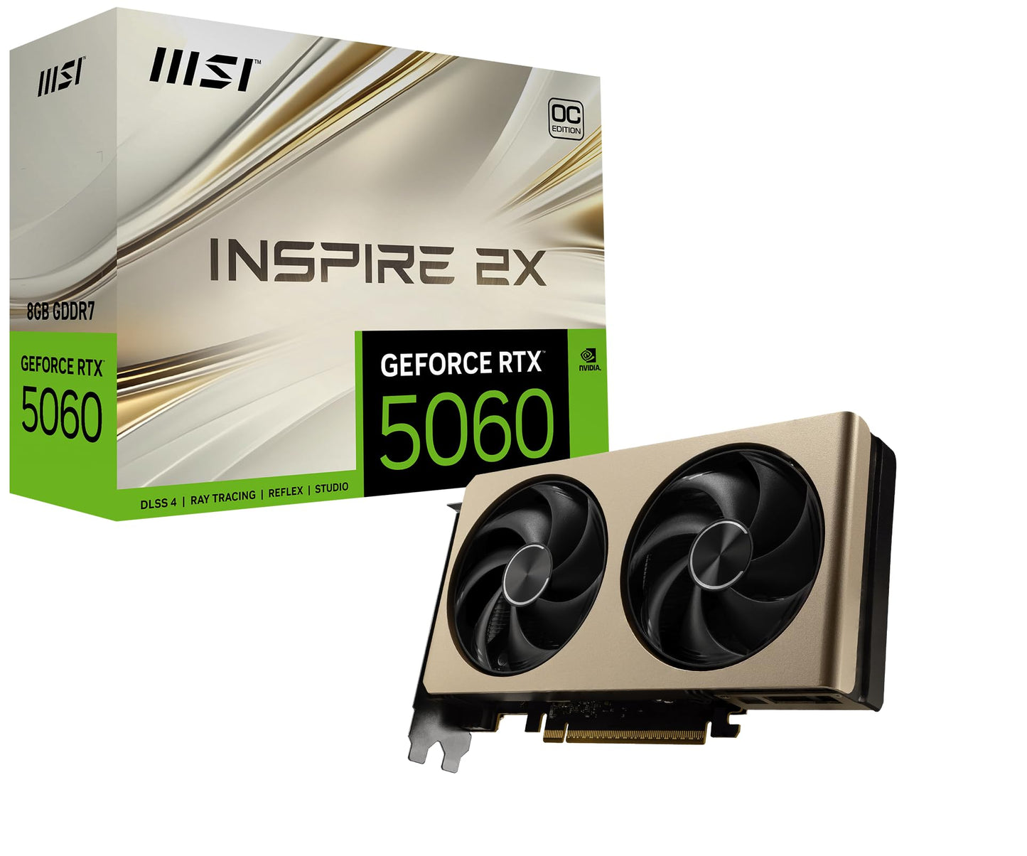 TARJETA DE VIDEO NVIDIA RTX5060 8GB OC GDDR7 MSI INSPIRE RTX 5060 8G INSPIRE 2X OC