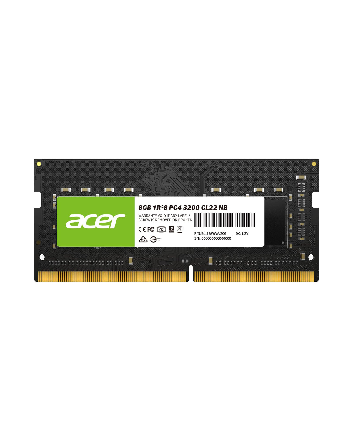 RAM ACER SD100 SODDR LAP 8GB 1X8 2666MHZ NEGRO