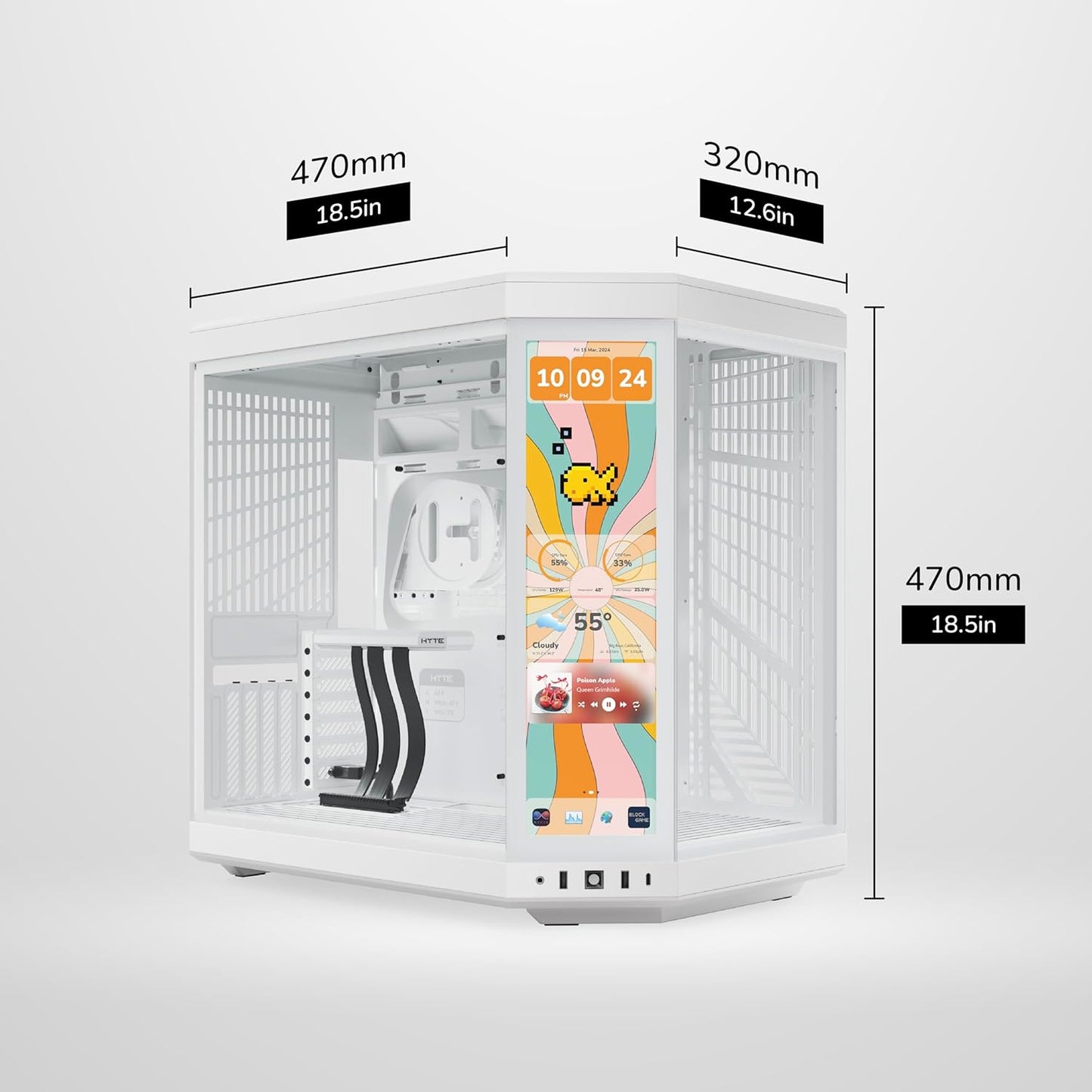 GABINETE HYTE Y70 TOUCH INFINITE EATX S/FUENTE CRISTAL BLANCO CS-HYTE-Y70TTI-WW 11M DE GARANTIA