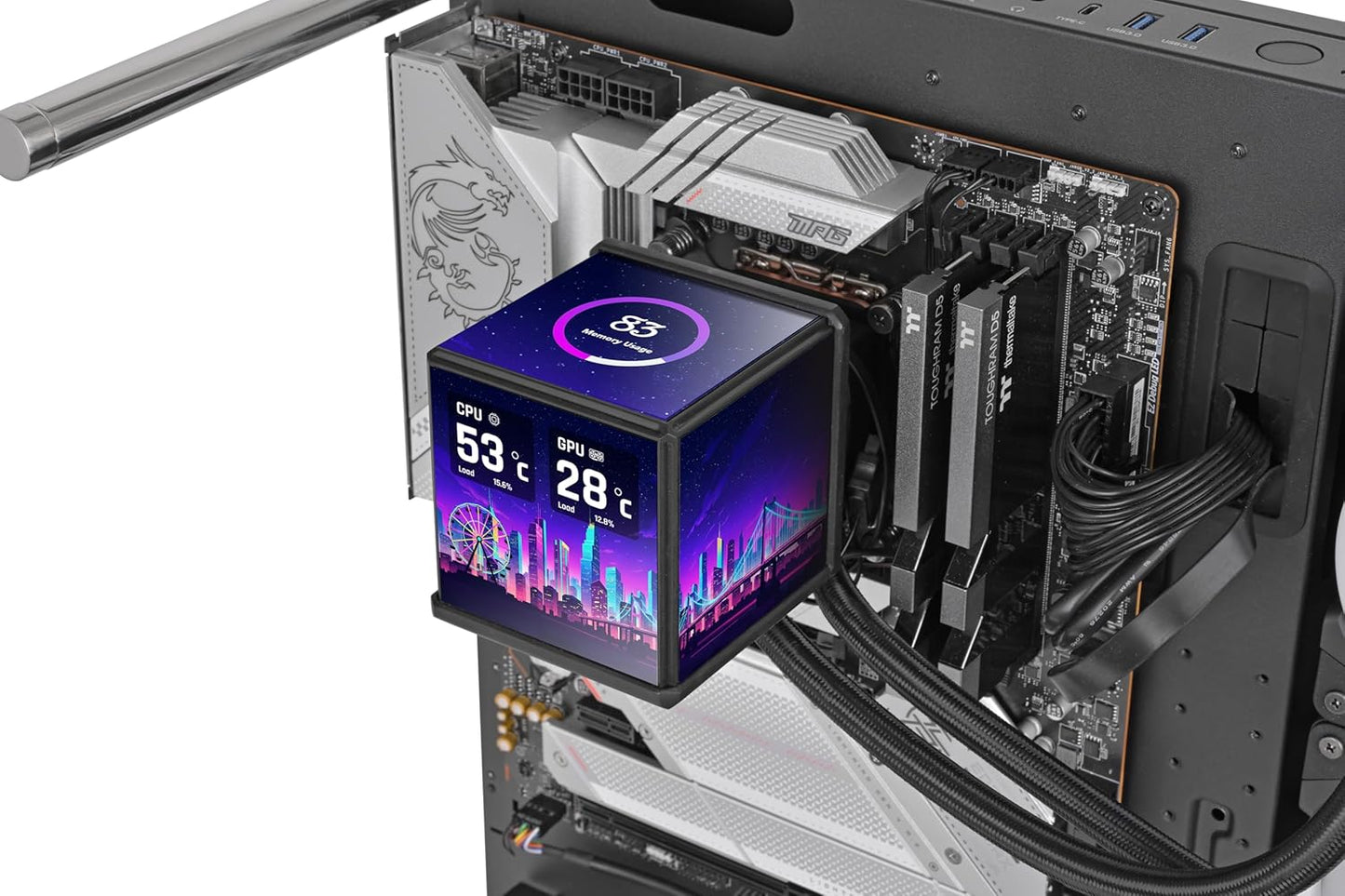 ENFRIAMIENTO LIQUIDO THERMALTAKE MINECUBE 360 ULTRA ARGB SYNC AIO SNOW 120MM 4 DISPLAY LCD BLANCO CL-W482-PL12SW-A 12M DE GARANTIA
