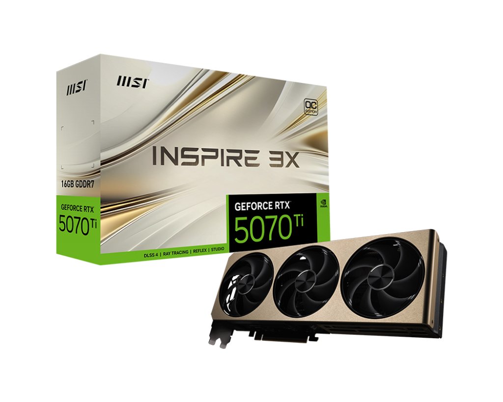 TARJETA DE VIDEO MSI RTX5070TI 16GB GDDR7 INSPIRE 3X OC PLUS