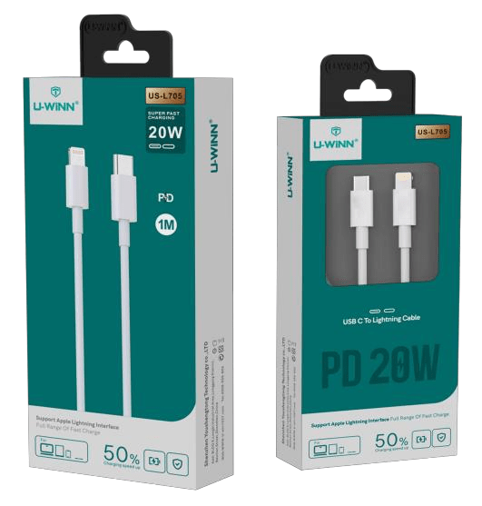 Cable | US - L705 | 20W 1m | Type - C | IP | No | PD | 200/100 | Blanco - rogeek
