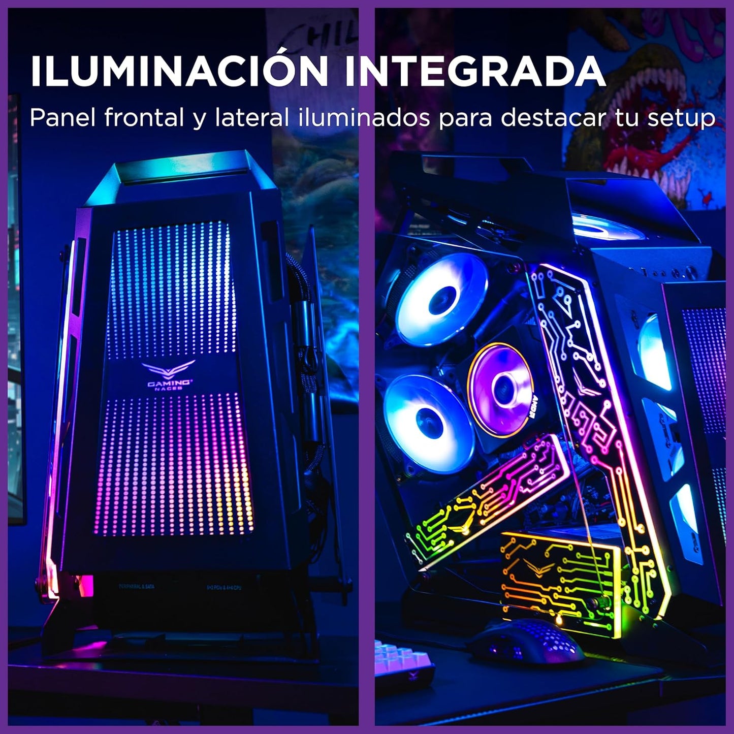 GABINETE NACEB OLYMPIAN GAMER M - ATX 3VENT ARGB S/FUENTE CRISTAL NEGRO NA - 0641 11M DE GARANTIA - rogeek