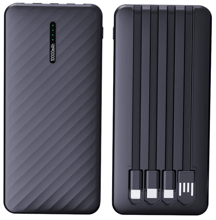 Power Bank | UF-D207 | 10000mAh 2A | Type-C | 1xUSB | 3 cables V8/Type-C/IP | Pantalla LED | 50 | Blanco/Negro - rogeek