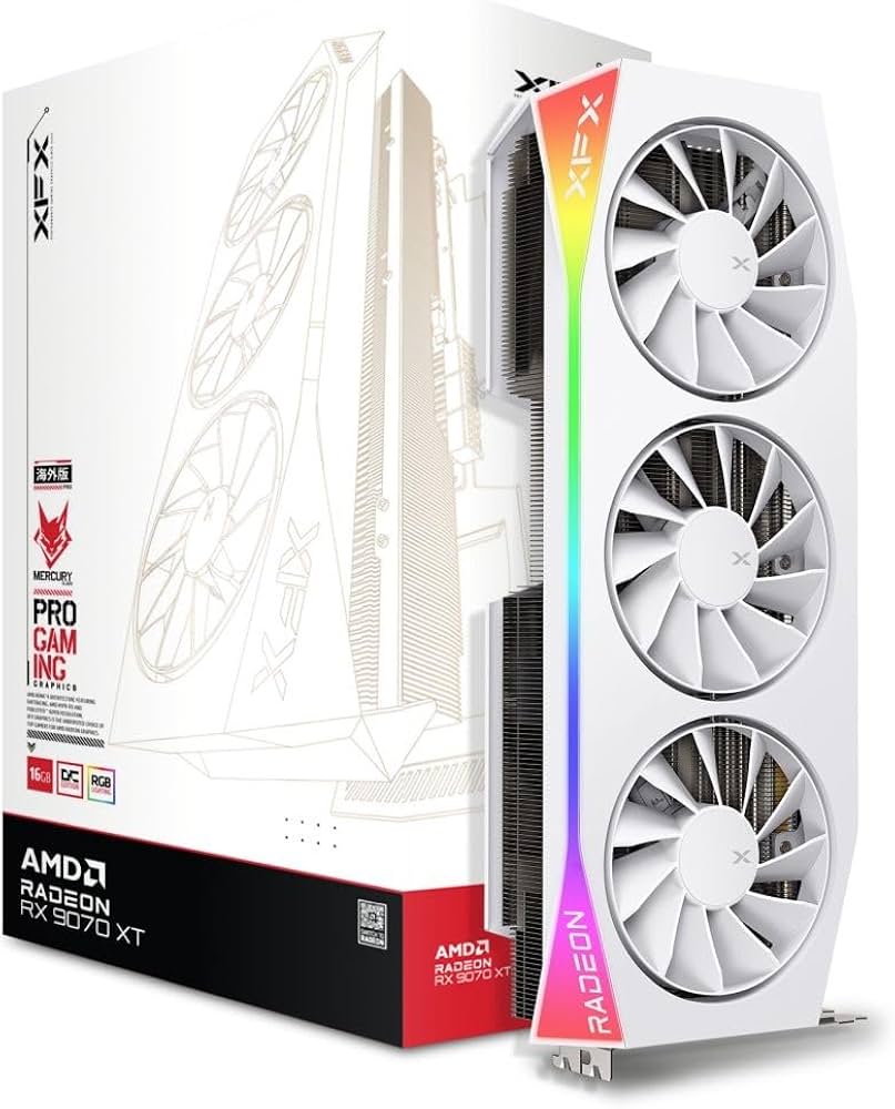 TARJETA DE VIDEO XFX RX9070XT 16GB GDDR6 MERCURY BLANCA - rogeek