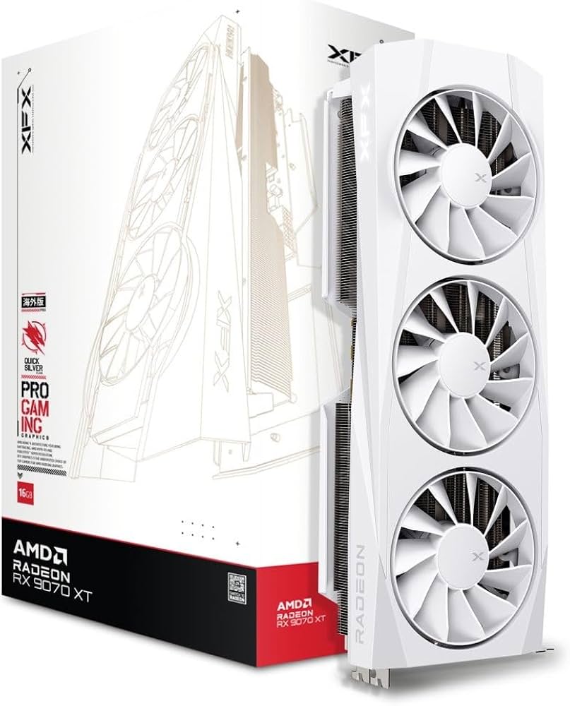 TARJETA DE VIDEO XFX RX9070XT 16GB GDDR6 QUICKSILVER GAMING BLANCA - rogeek