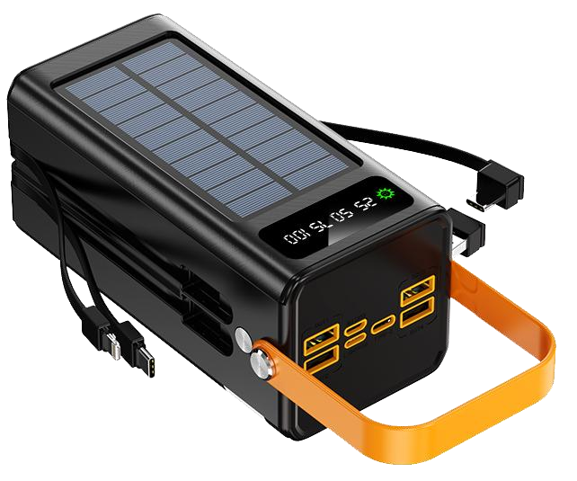 Power Bank | UF-D410 | 50000mAh 22.5W | V8/Type-C/IP | 4xUSB | 4 cables USB/V8/Type-C/IP | Linterna LED + asa | 30 | Blanco/Negro