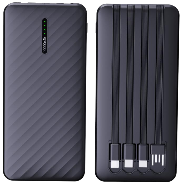 Power Bank | UF-D207 | 10000mAh 2A | Type-C | 1xUSB | 3 cables V8/Type-C/IP | Pantalla LED | 50 | Blanco/Negro