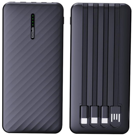 Power Bank | UF-D207 | 10000mAh 2A | Type-C | 1xUSB | 3 cables V8/Type-C/IP | Pantalla LED | 50 | Blanco/Negro