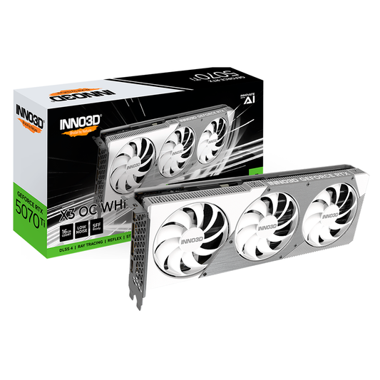TARJETA DE VIDEO NVIDIA RTX5070TI X3 16GB OC GDDR7 INNO3D BLANCA