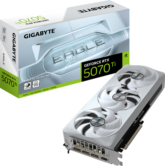 TARJETA DE VIDEO NVIDIA RTX5070TI 16GB OC GDDR7 GIGABYTE EAGLE SFF BLANCA GV-N507TEAGLEOC ICE-16GD