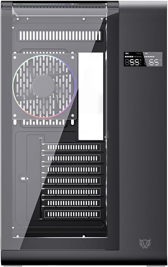 GABINETE BALAM RUSH TANK EXPERT CURVE 7400 NEGRO ATX DIGITAL 4VENT ARGB CRISTAL S/FUENTE BR-941594 11M DE GARANTIA