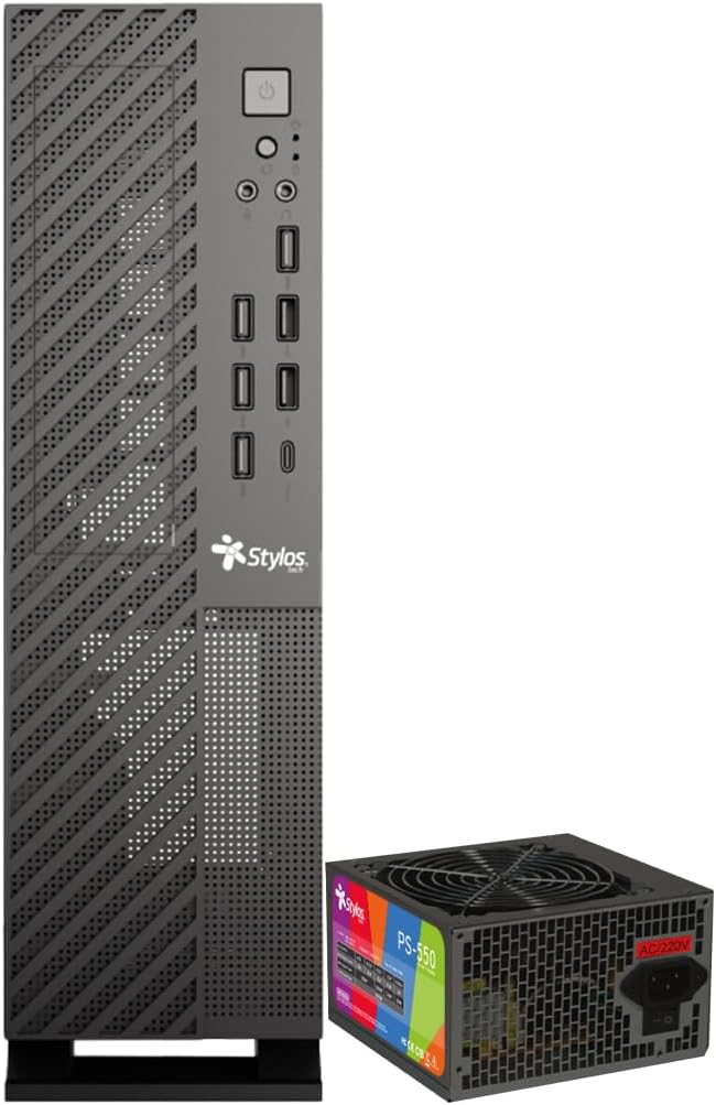 GABINETE STYLOS MINCE SLIM ITX C/FUENTE 500W METAL NEGRO STGAMN1B 11M DE GARANTIA