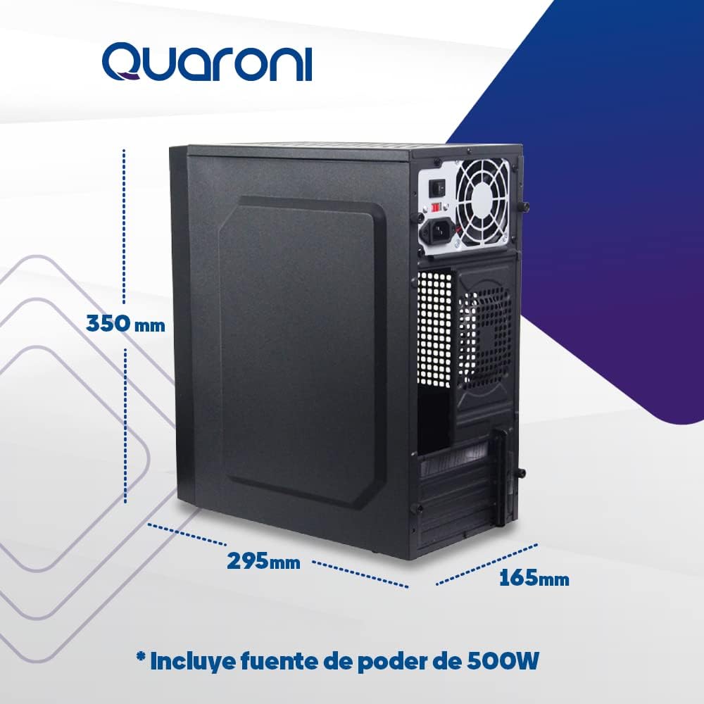 GABINETE QUARONI QCMT-05 NEGRO MATX 500W METAL 1M DE GARANTIA