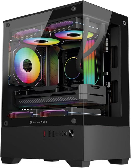 GABINETE BALAM RUSH NITROX GLOW CRYSTAL 4700C NEGRO M-ATX ARGB C/TEMPLADO S/FUENTE BR-943918 3M DE GARANTIA