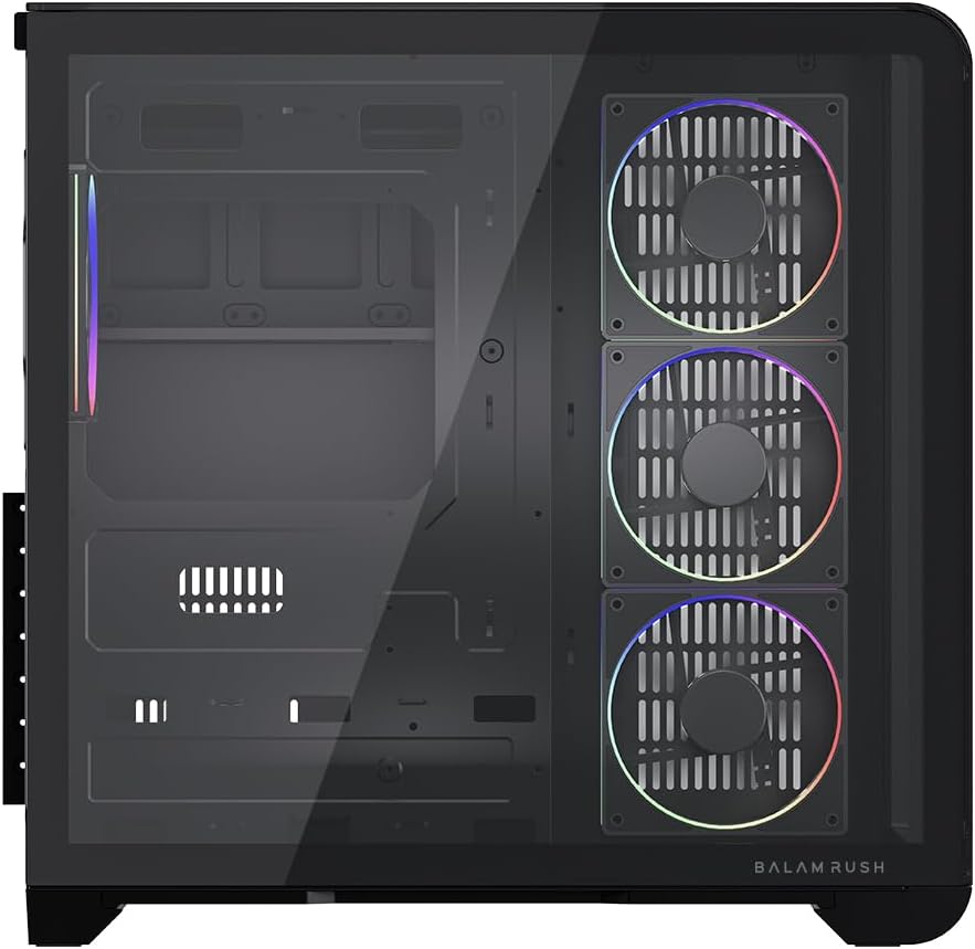 GABINETE BALAM RUSH TANK EXPERT CURVE 7400 NEGRO ATX DIGITAL 4VENT ARGB CRISTAL S/FUENTE BR-941594 11M DE GARANTIA
