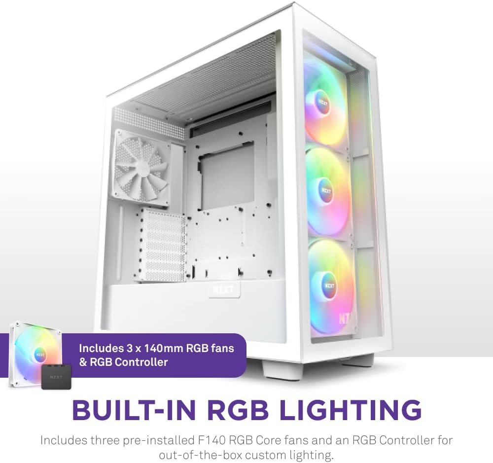 GABINETE NZXT H7 ELITE RGB BLANCO ATX S/FUENTE CRISTAL USB 3.2 TIPOC  CM-H71EW-02 12M DE GARANTIA