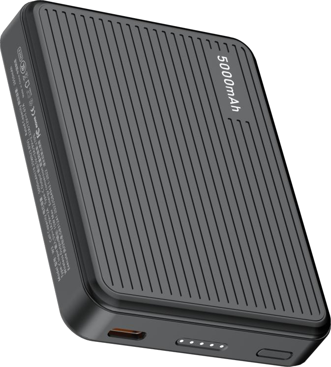Power Bank | UF-D516 | 5000mAh PD20.5W | Type-C | Type-C + inalambrico 15W | Cable USB a Type-C | Pantalla LED | 80 | Blanco/Negro
