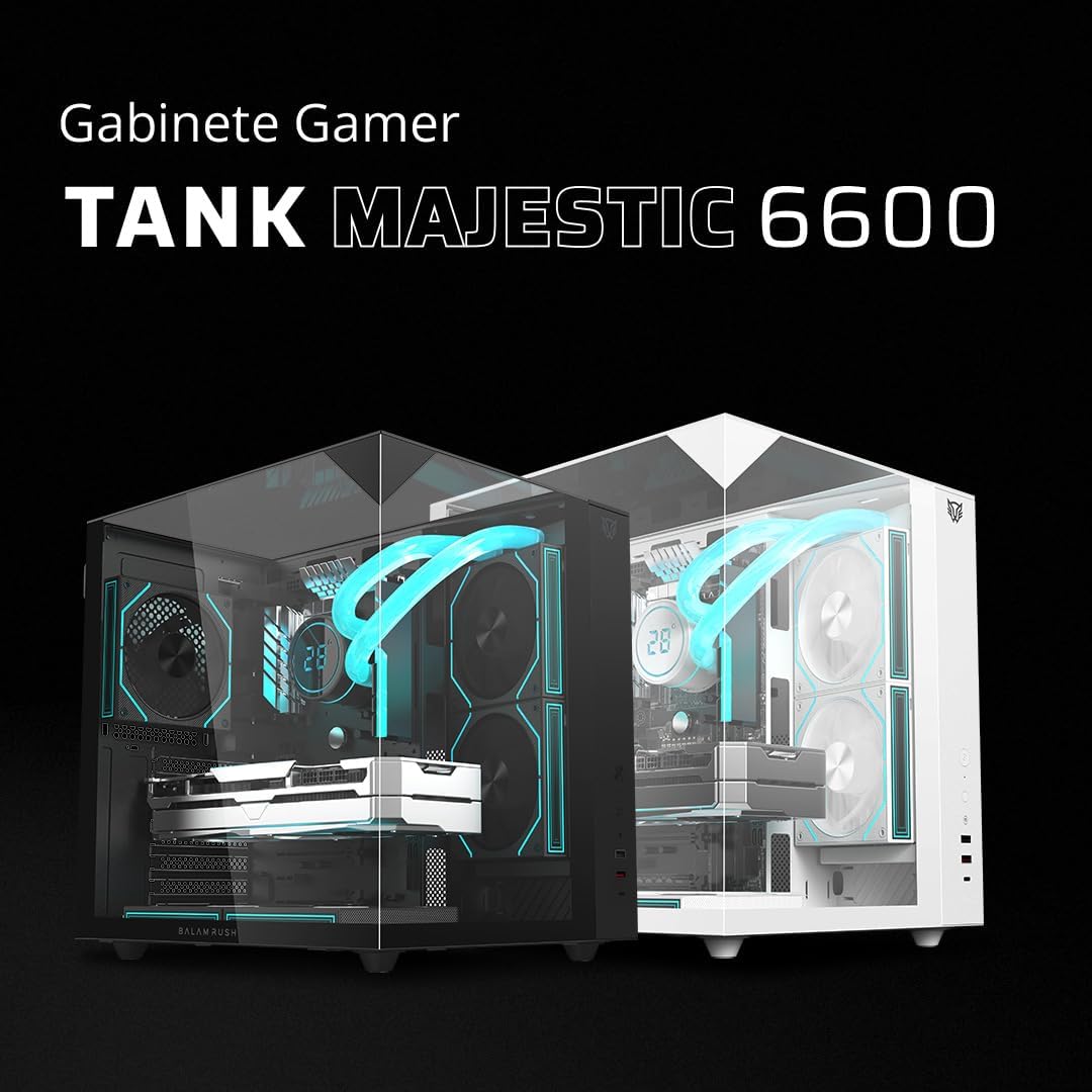 GABINETE BALAM RUSH TANK MAJESTIC 6600 NEGRO ATX USB-3.0 CRISTAL S/FUENTE BR-941525 11M DE GARANTIA