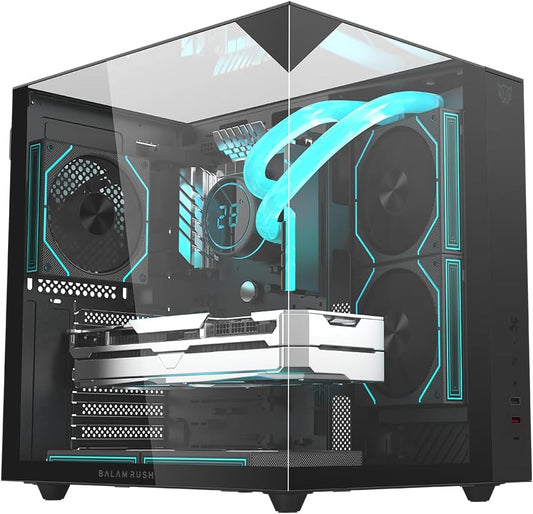 GABINETE BALAM RUSH TANK MAJESTIC 6600 NEGRO ATX USB-3.0 CRISTAL S/FUENTE BR-941525 11M DE GARANTIA