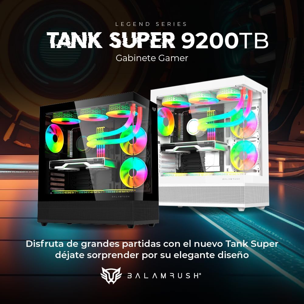 GABINETE BALAM RUSH TANK SUPER 9200TB BLANCO ATX ARGB VENTS 3VENT CRISTAL S/FUENTE BR-938730 11M DE GARANTIA