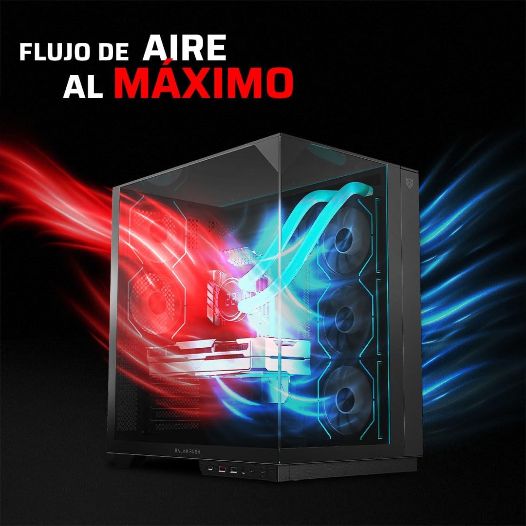 GABINETE BALAM RUSH TANK MAJESTIC 7600 BLANCO ATX USB-3.0 CRISTAL S/FUENTE BR-9415011 1M DE GARANTIA