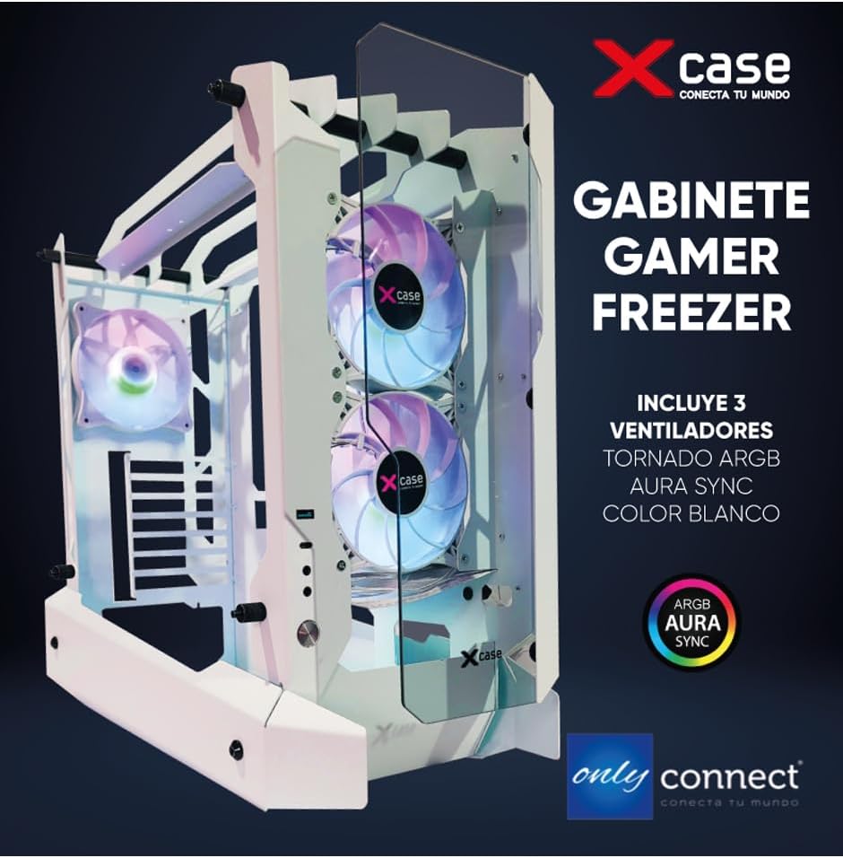 GABINETE XCASE FREEZER RGB BLANCO CRISTAL M-ATX 3VENT GGFREE3TO-B 11M DE GARANTIA