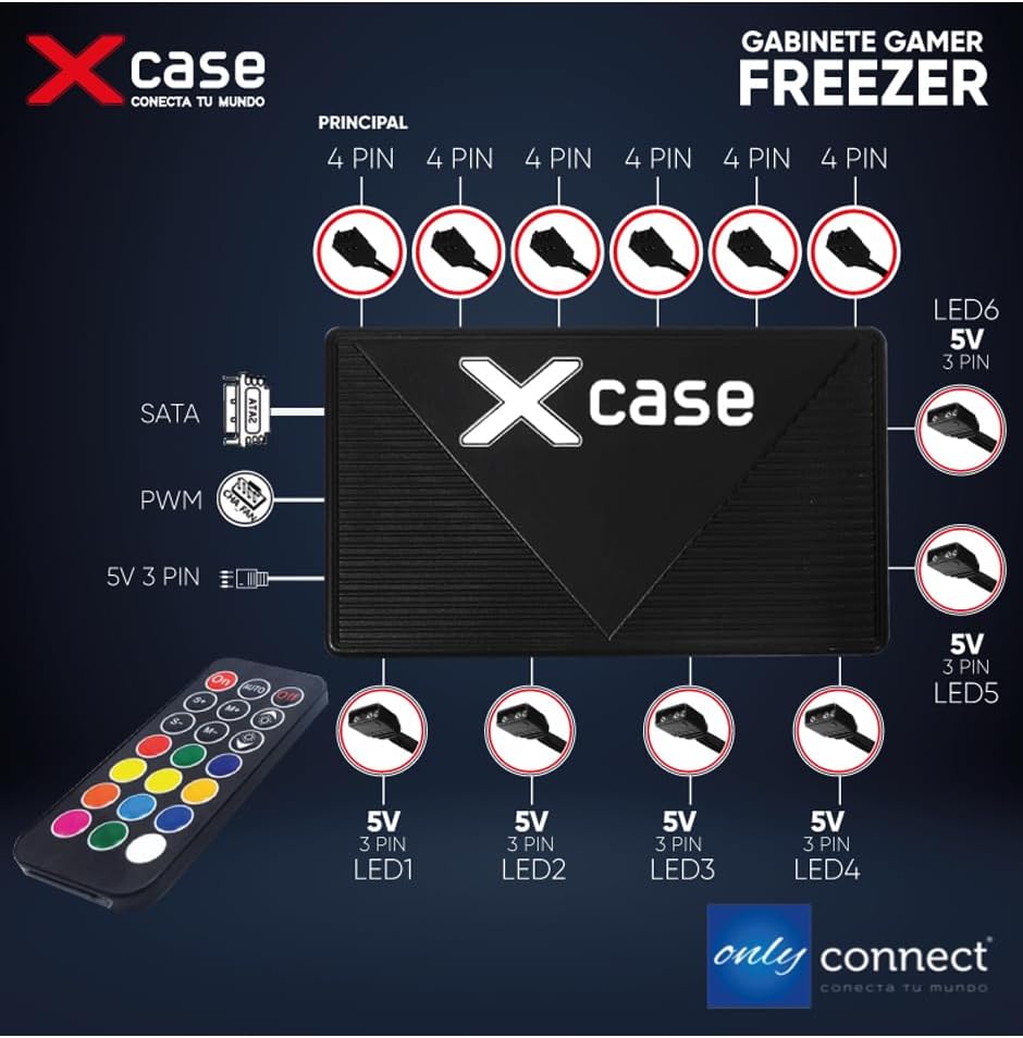 GABINETE XCASE FREEZER RGB BLANCO CRISTAL M-ATX 3VENT GGFREE3TO-B 11M DE GARANTIA