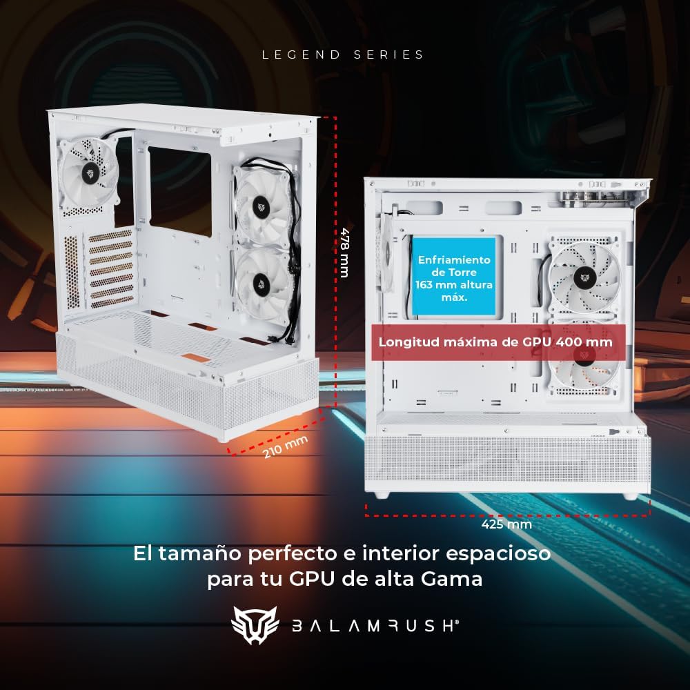 GABINETE BALAM RUSH TANK SUPER 9200TB BLANCO ATX ARGB VENTS 3VENT CRISTAL S/FUENTE BR-938730 11M DE GARANTIA