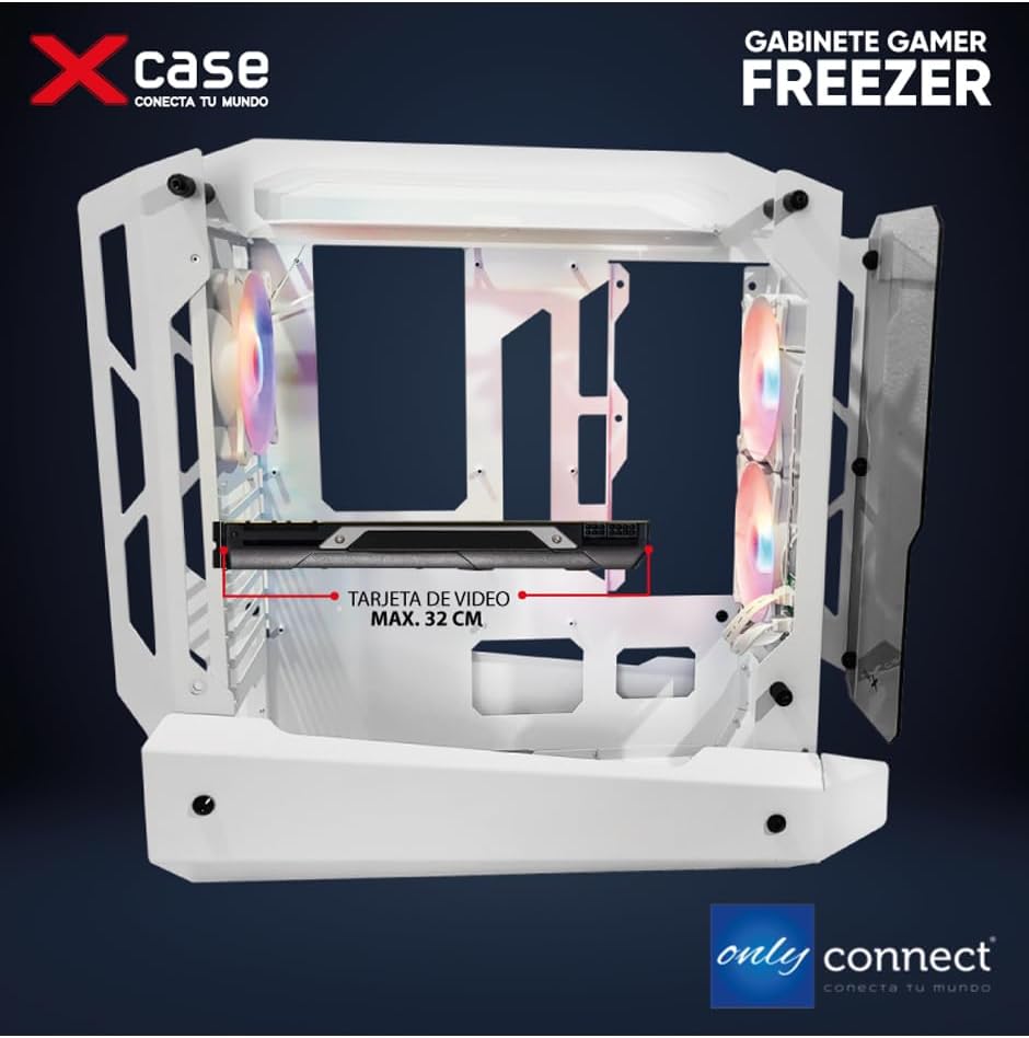 GABINETE XCASE FREEZER RGB BLANCO CRISTAL M-ATX 3VENT GGFREE3TO-B 11M DE GARANTIA