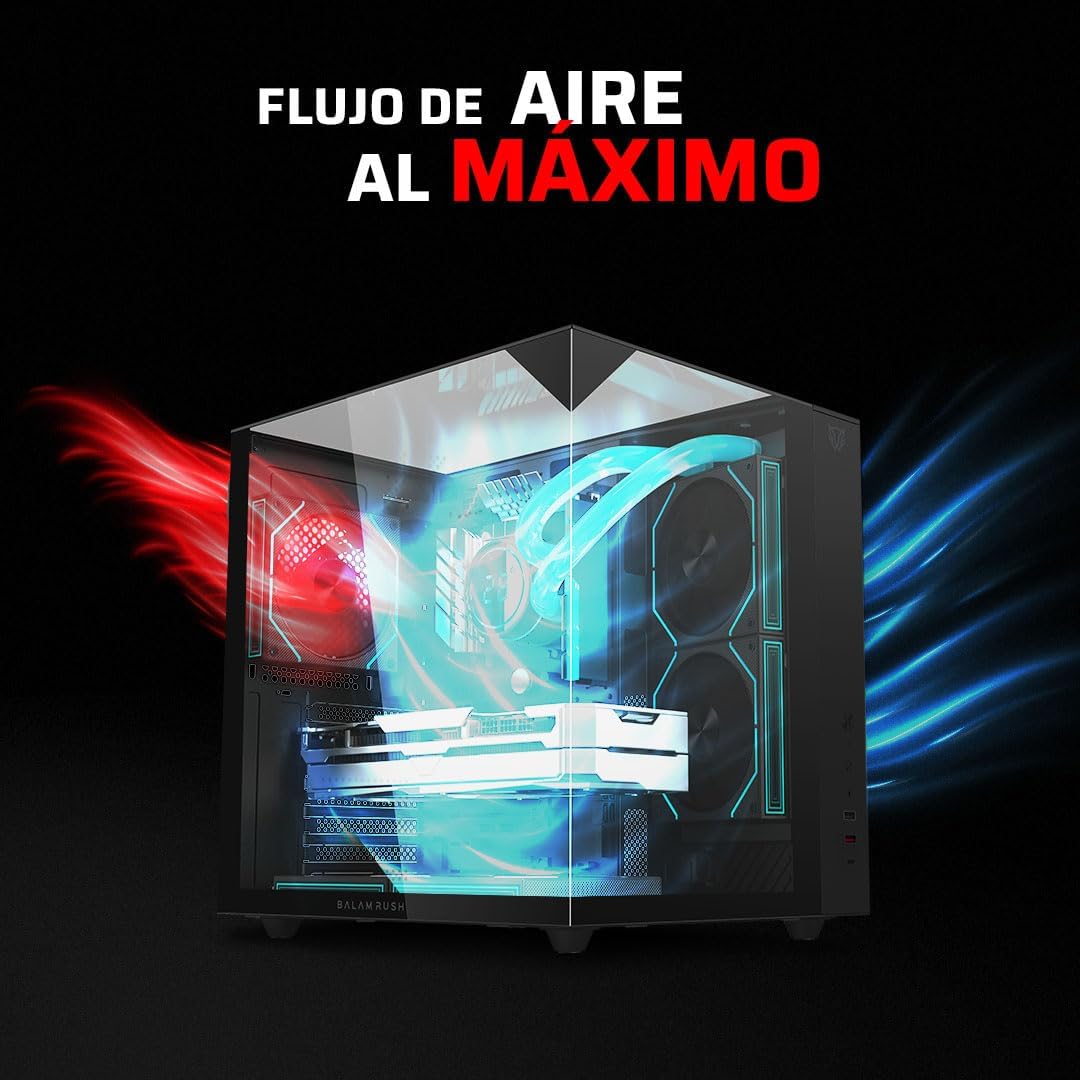 GABINETE BALAM RUSH TANK MAJESTIC 6600 NEGRO ATX USB-3.0 CRISTAL S/FUENTE BR-941525 11M DE GARANTIA