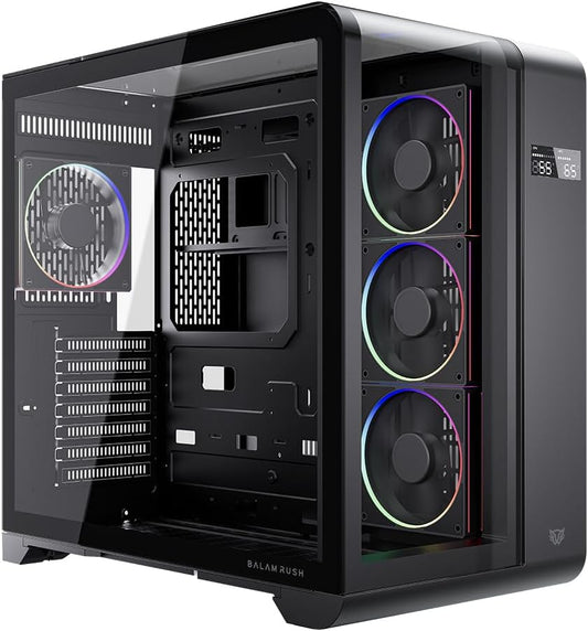 GABINETE BALAM RUSH TANK EXPERT CURVE 7400 NEGRO ATX DIGITAL 4VENT ARGB CRISTAL S/FUENTE BR-941594 11M DE GARANTIA