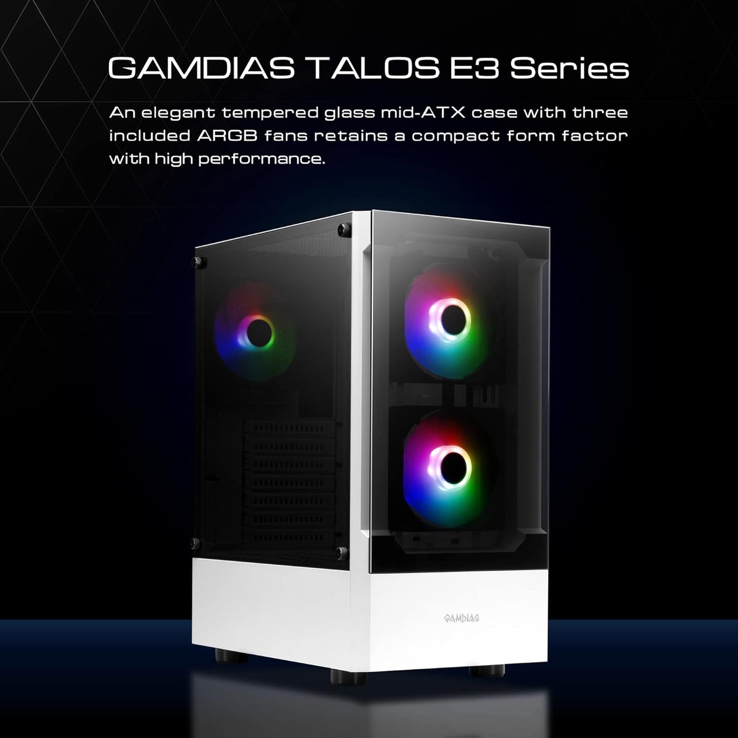 GABINETE GAMDIAS TALOS E3 NEGRO ATX ARGB S/FUENTE CRISTAL 11M DE GARANTIA
