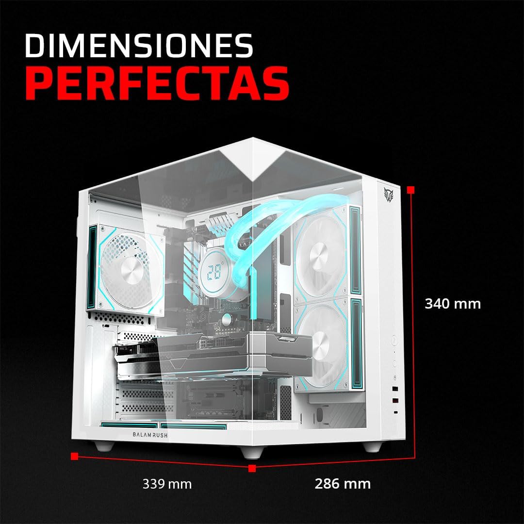 GABINETE BALAM RUSH TANK MAJESTIC 6600 NEGRO ATX USB-3.0 CRISTAL S/FUENTE BR-941525 11M DE GARANTIA
