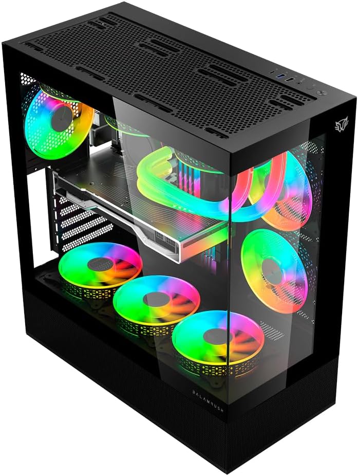 GABINETE BALAM RUSH TANK SUPER 9200TB NEGRO ATX ARGB VENTS 3VENT CRISTAL S/FUENTE BR-938723 11M DE GARANTIA