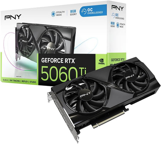 TARJETA DE VIDEO NVIDIA GEFORCE RTX5060TI 8GB OC GDDR7 PNY DUAL FAN VCG5060T8DFXPB1-O