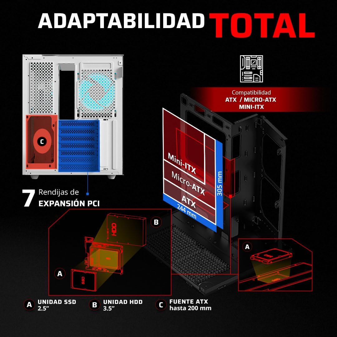 GABINETE BALAM RUSH TANK MAJESTIC 6600 NEGRO ATX USB-3.0 CRISTAL S/FUENTE BR-941525 11M DE GARANTIA