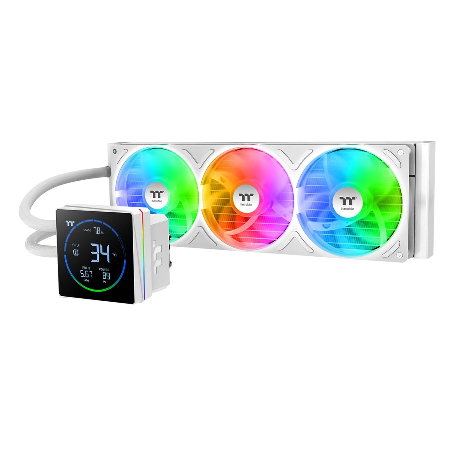 ENFRIAMIENTO LIQUIDO THERMALTAKE TH360-S V3 ARGB SYNC AIO SNOW 120MM DISPLAY LCD BLANCO CL-W472-PL12SW-A 12M DE GARANTIA