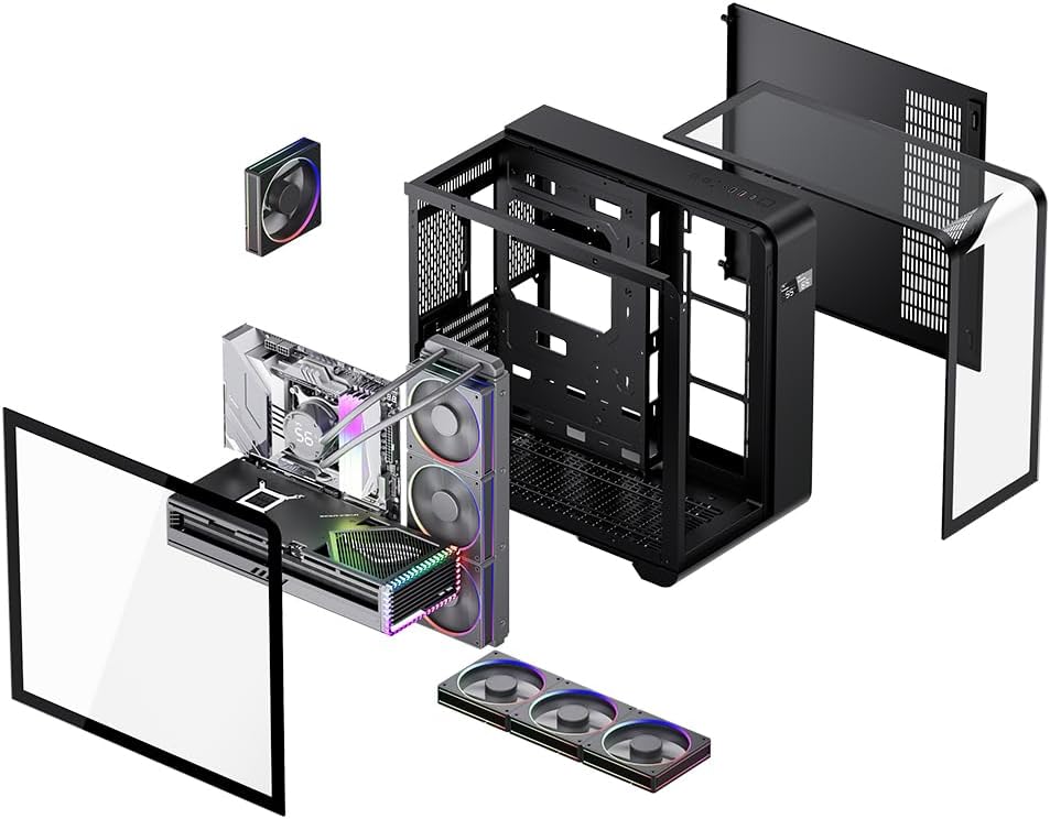 GABINETE BALAM RUSH TANK EXPERT CURVE 7400 NEGRO ATX DIGITAL 4VENT ARGB CRISTAL S/FUENTE BR-941594 11M DE GARANTIA