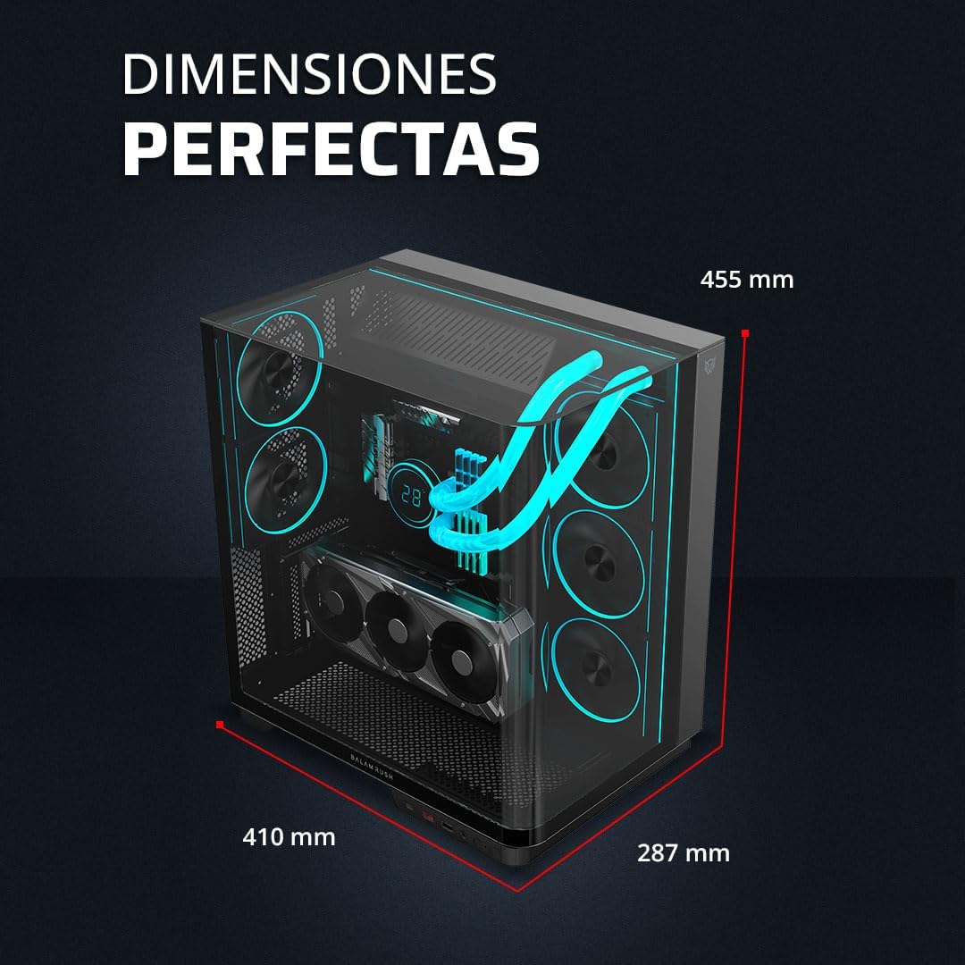 GABINETE BALAM RUSH TANK EXPERT 7800 NEGRO ATX USB-3.0 CRISTAL S/FUENTE BR-941556 11M DE GARANTIA