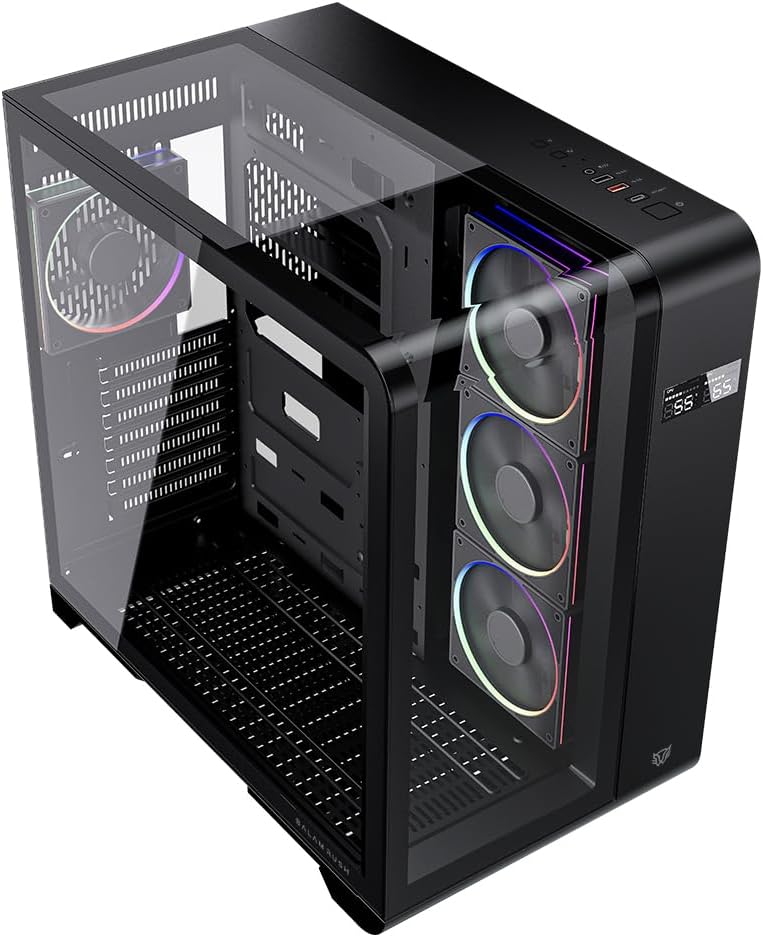 GABINETE BALAM RUSH TANK EXPERT CURVE 7400 NEGRO ATX DIGITAL 4VENT ARGB CRISTAL S/FUENTE BR-941594 11M DE GARANTIA
