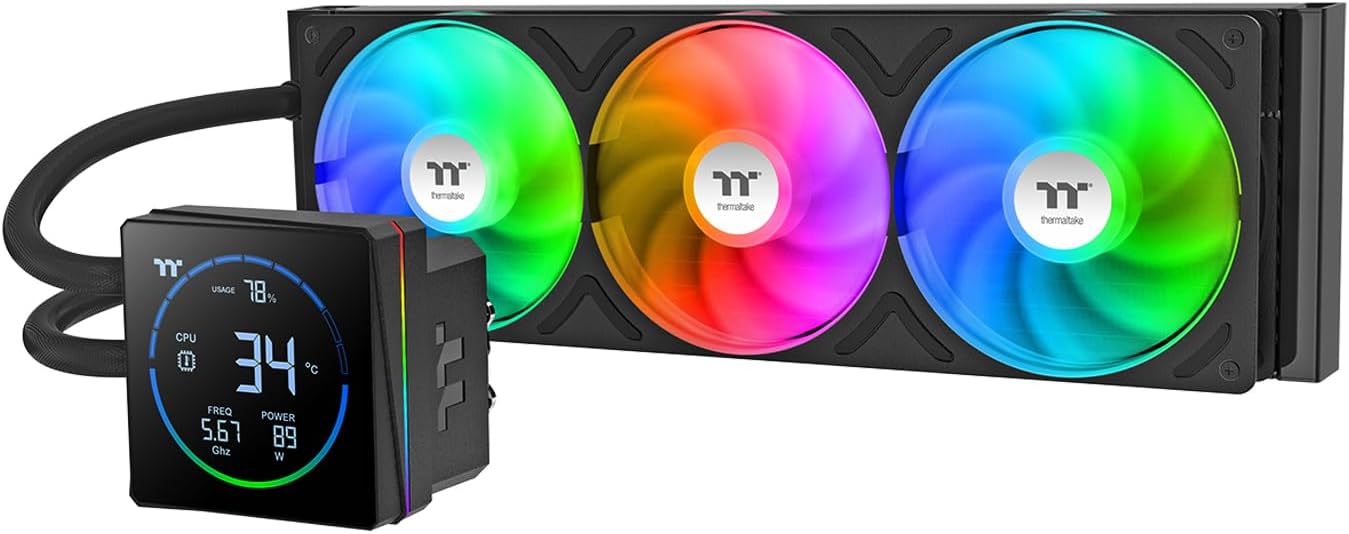 ENFRIAMIENTO LIQUIDO THERMALTAKE TH360-S V3 ARGB SYNC AIO 120MM DISPLAY LCD CL-W470-PL12SW-A 12M DE GARANTIA