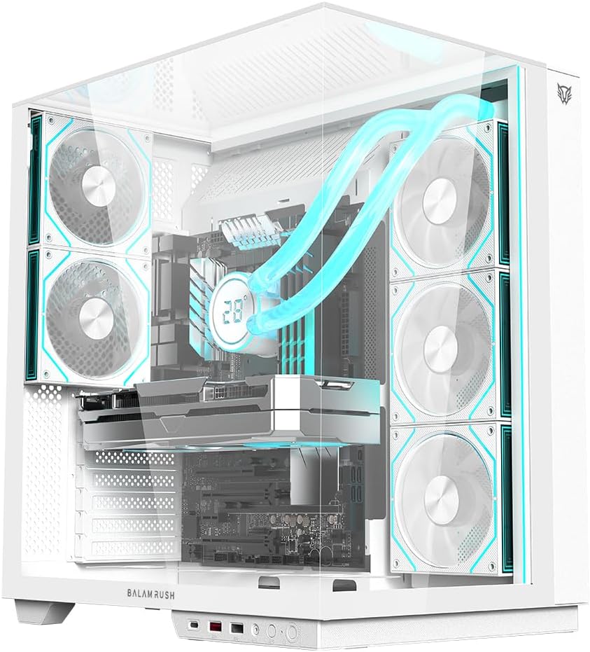 GABINETE BALAM RUSH TANK MAJESTIC 7600 BLANCO ATX USB-3.0 CRISTAL S/FUENTE BR-9415011 1M DE GARANTIA