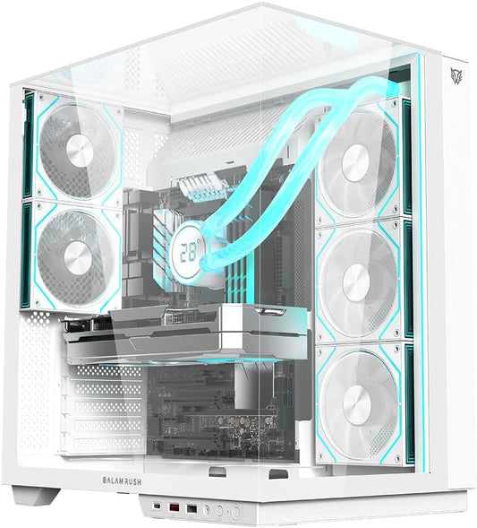 GABINETE BALAM RUSH TANK MAJESTIC 7600 BLANCO ATX USB-3.0 CRISTAL S/FUENTE BR-9415011 1M DE GARANTIA