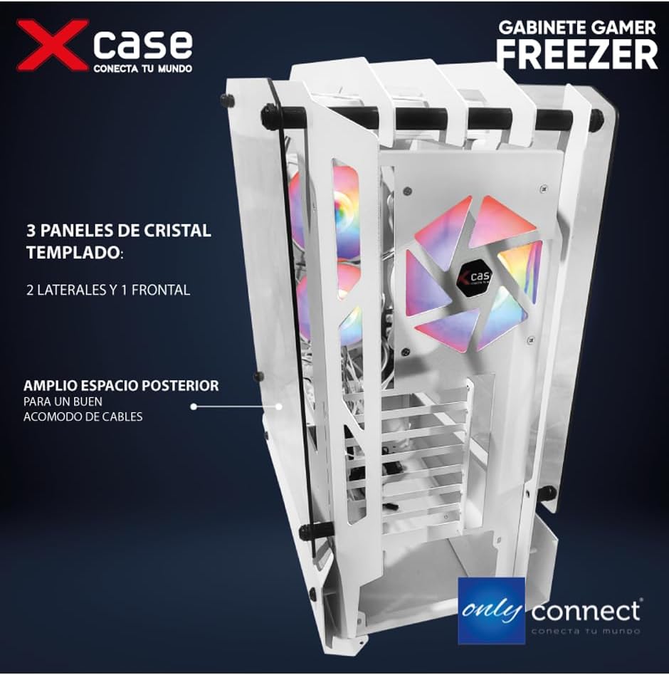 GABINETE XCASE FREEZER RGB BLANCO CRISTAL M-ATX 3VENT GGFREE3TO-B 11M DE GARANTIA